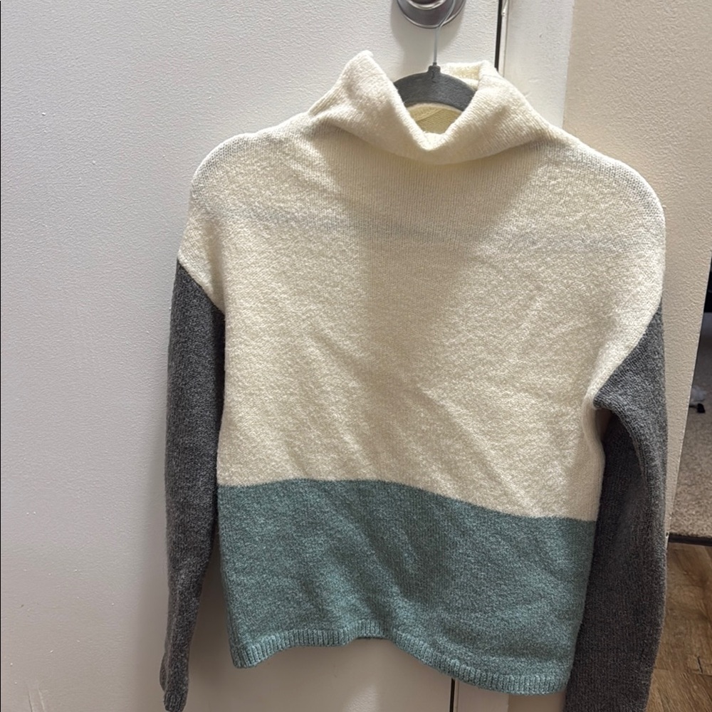 C&C California Cream and Gray Cowl Neck Sweater